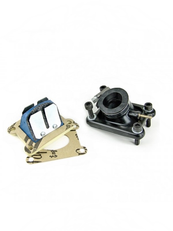 COLLETTORE + PACCO / VALVOLA LAMELLARE RACING - LAMELLE IN CARBONIO MVT DERBI SENDA 19 / 21 110450A