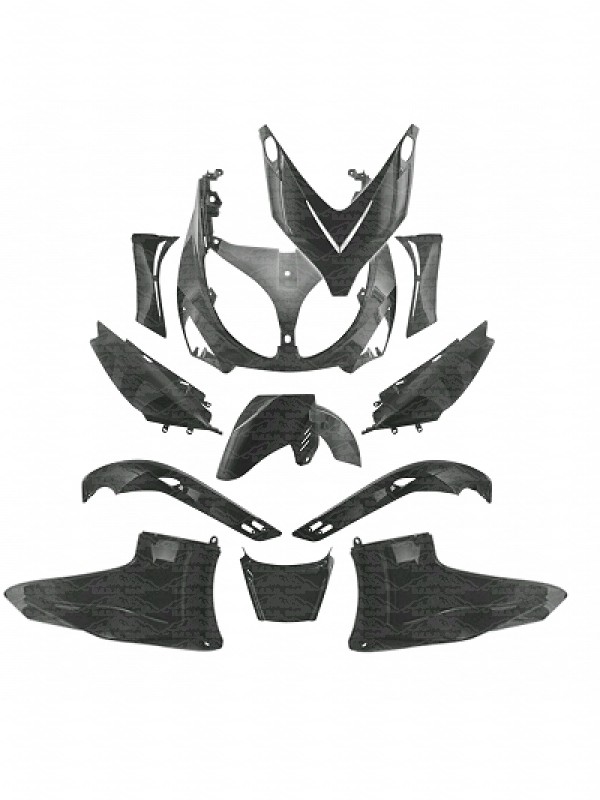 KIT CARENE 12 PEZZI CARENA T MAX TMAX 500 2001 / 2007 NERO OPACO SATINATO, CARENA VERSIONE SPORT 367